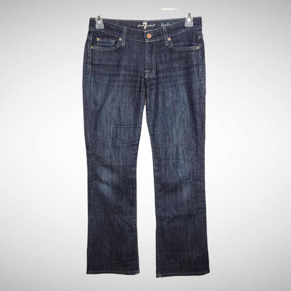 7 For All Mankind Bootcut Jeans Dark Wash Faded Mid Rise 27/31